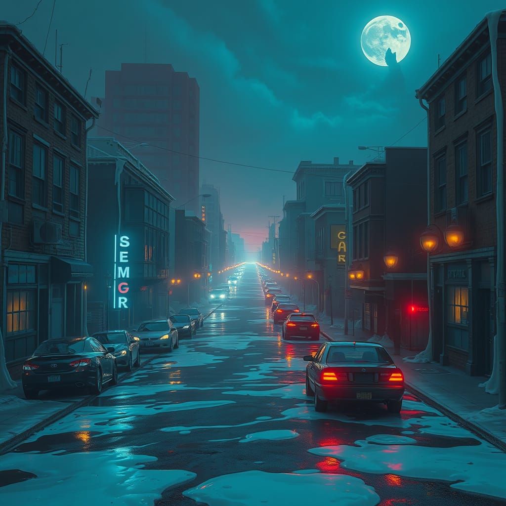 Melting Cityscape in Ominous, Haunting Style