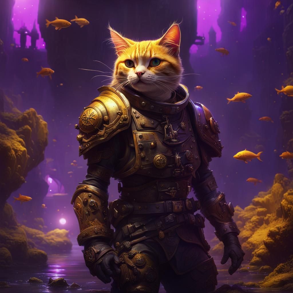 Marine Cat Takeover in Dark Fantasy Style