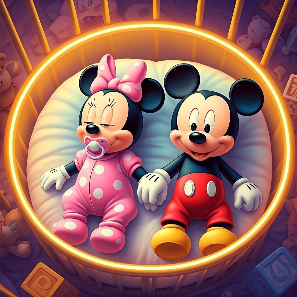 Minnie and Mickey Mouse Babies in Pastel Dream World