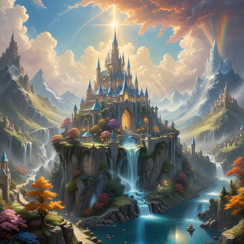 Gondolin: Ethereal Elven City in a Surreal Style