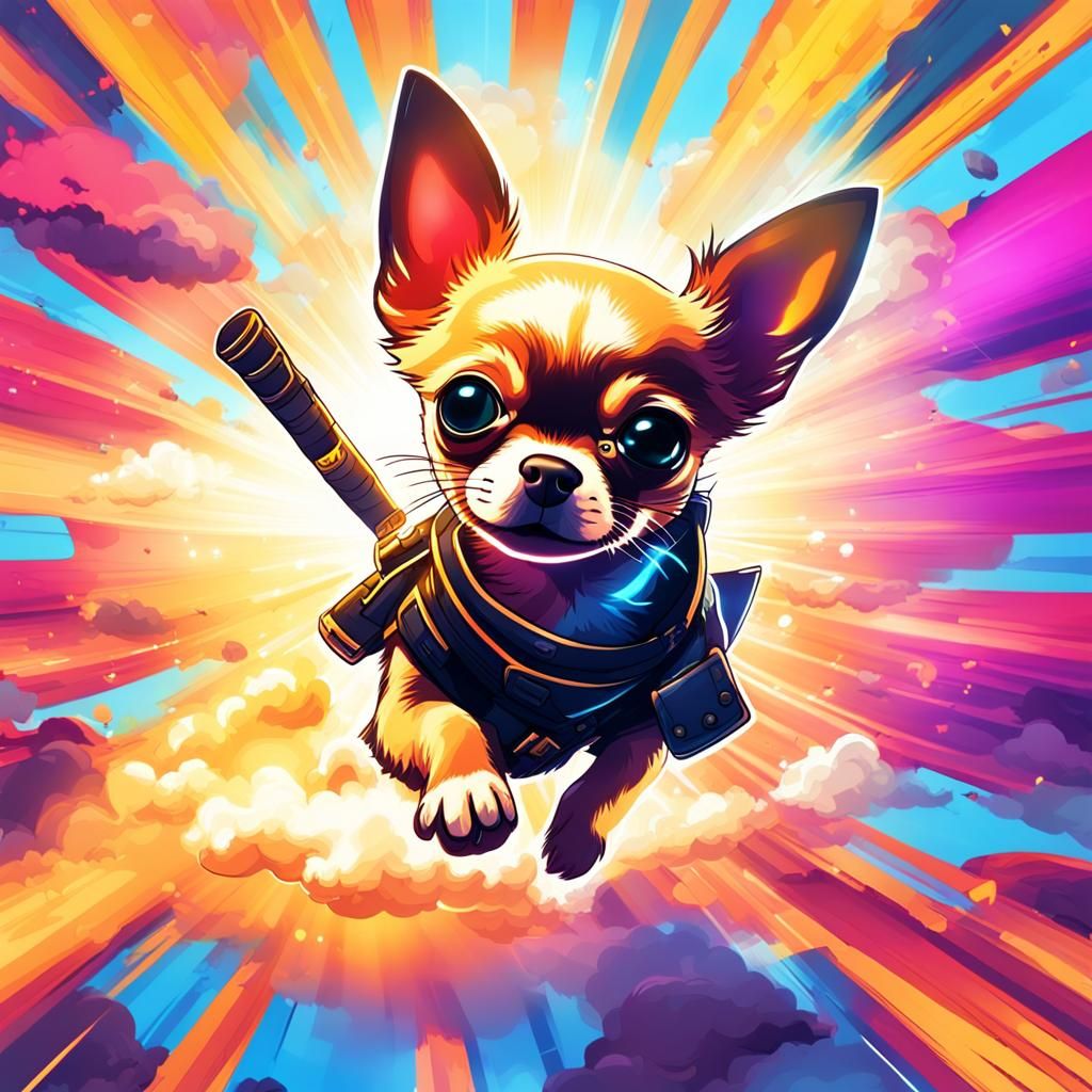 Colorful Chihuahua Ninja Puppy Game Icon