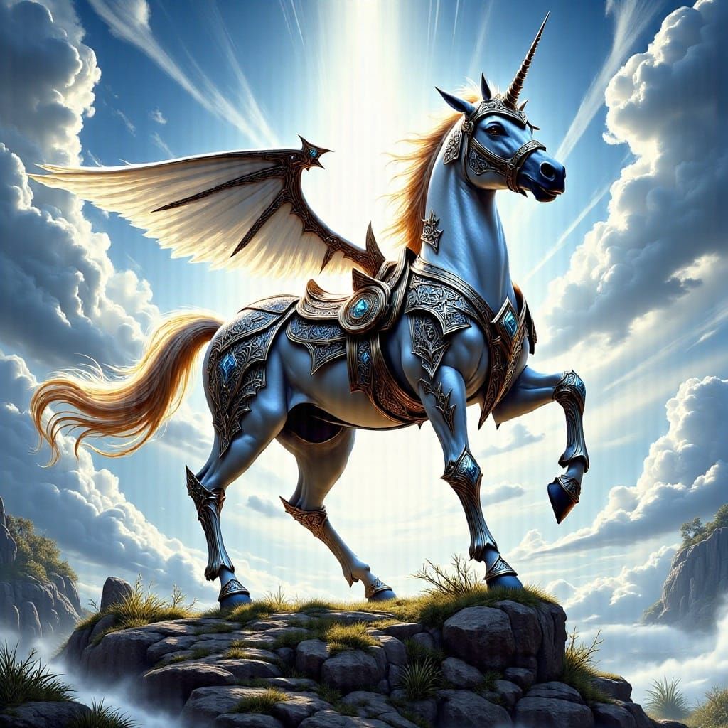 Majestic Unicorn on a Hillside