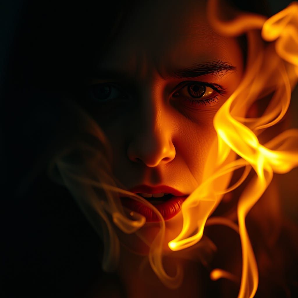 Surreal Portrait of a Woman Consumed by Flames