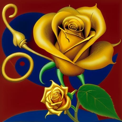 Golden Rose in Abstract Surrealist Style