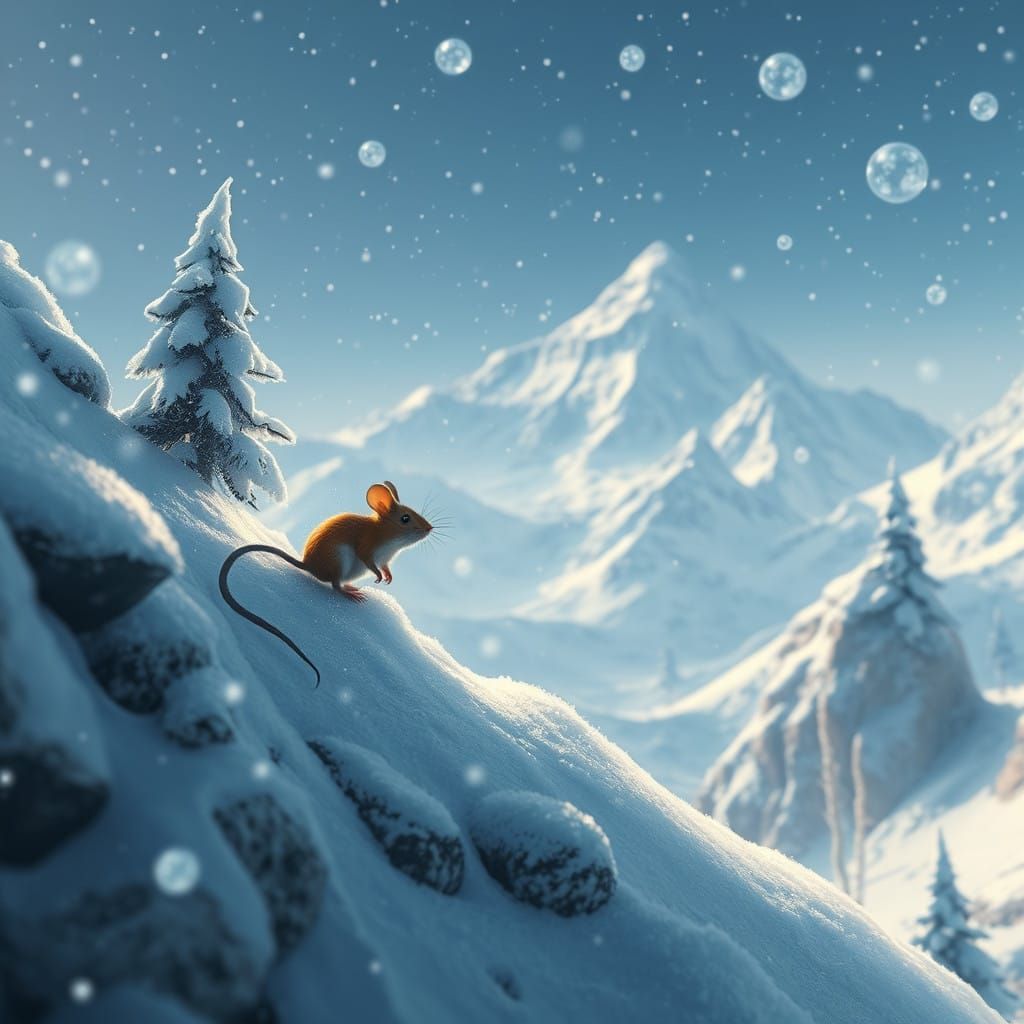 Majestic Mouse Battles Frosty Mountain Winds