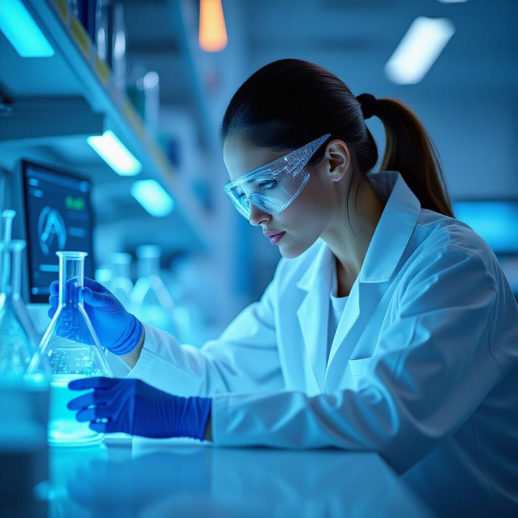 Female Scientist in High-Tech Lab: Cinematic 4K