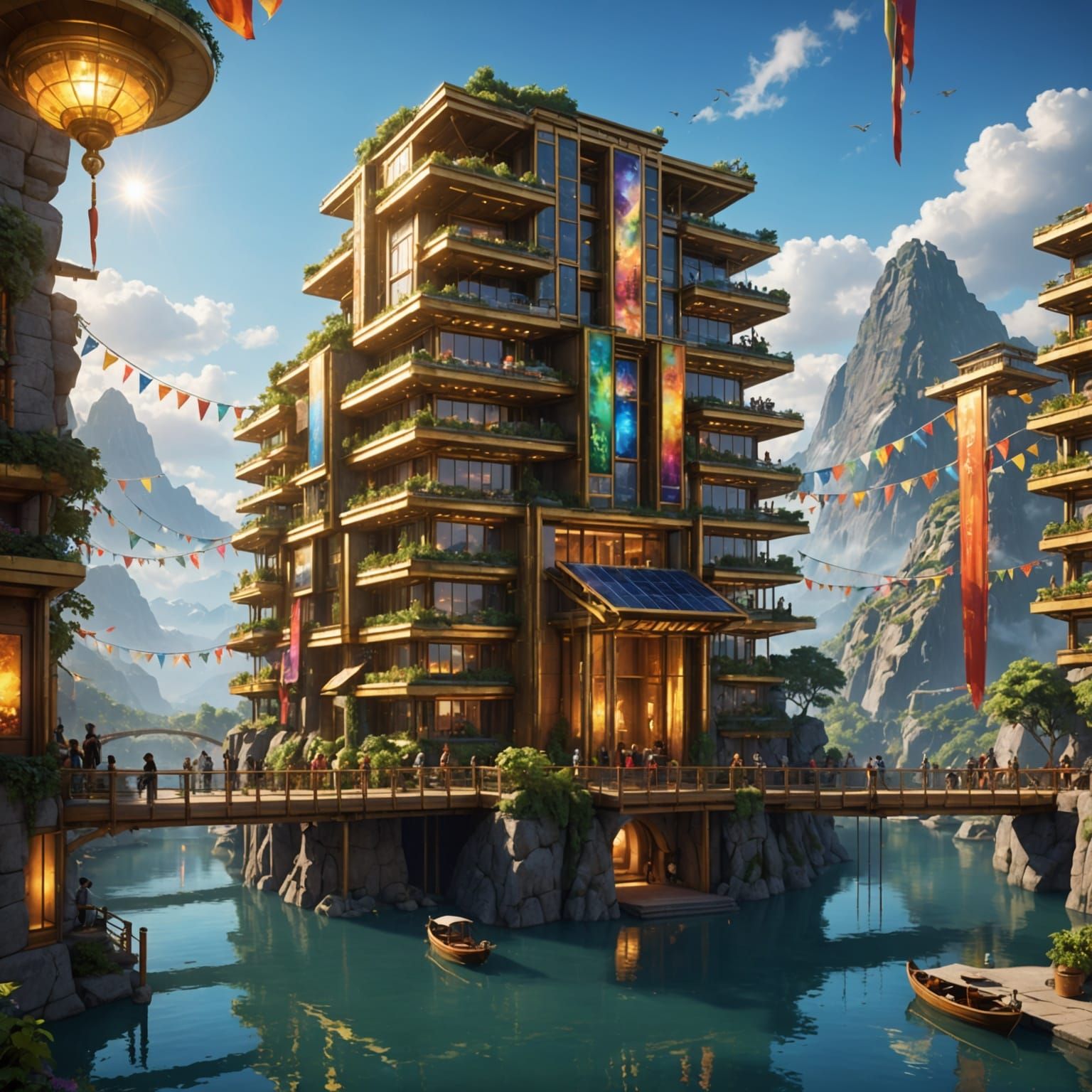 Futuristic Scottish Sky Condo with LED Flags and Solar Panel...