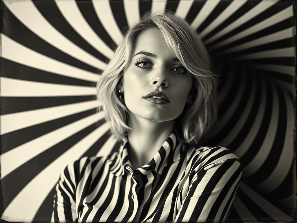 Elegant Optical Illusion Portrait in Black and White