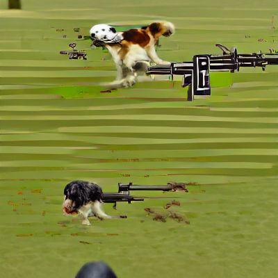 Machine Gun Dog Attacks Hitler Figures