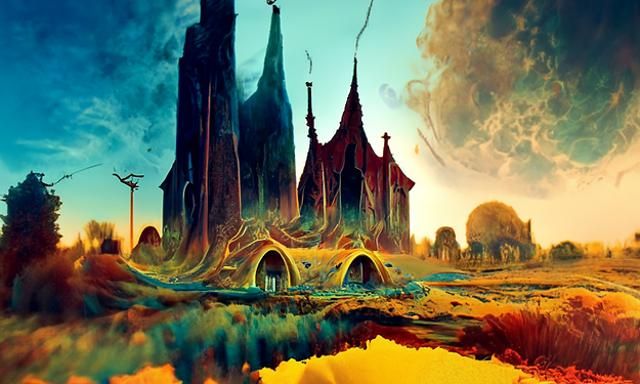 Surreal Medieval Fantasy Landscape Illustration
