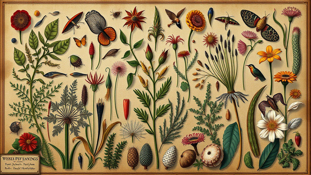 Botanical Codex: Exotic Plants in Hieronymus Bosch Style