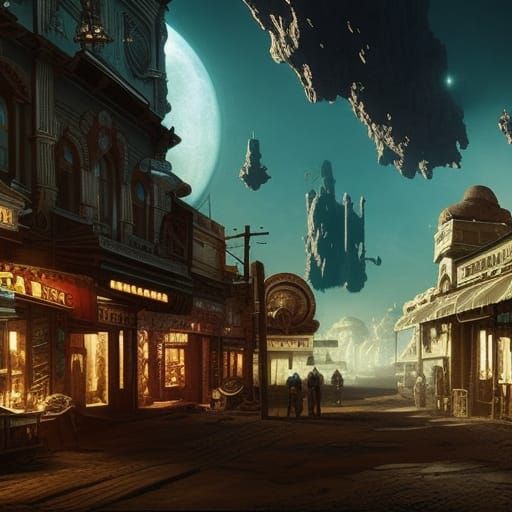 Space Western Town: Digital Matte Painting