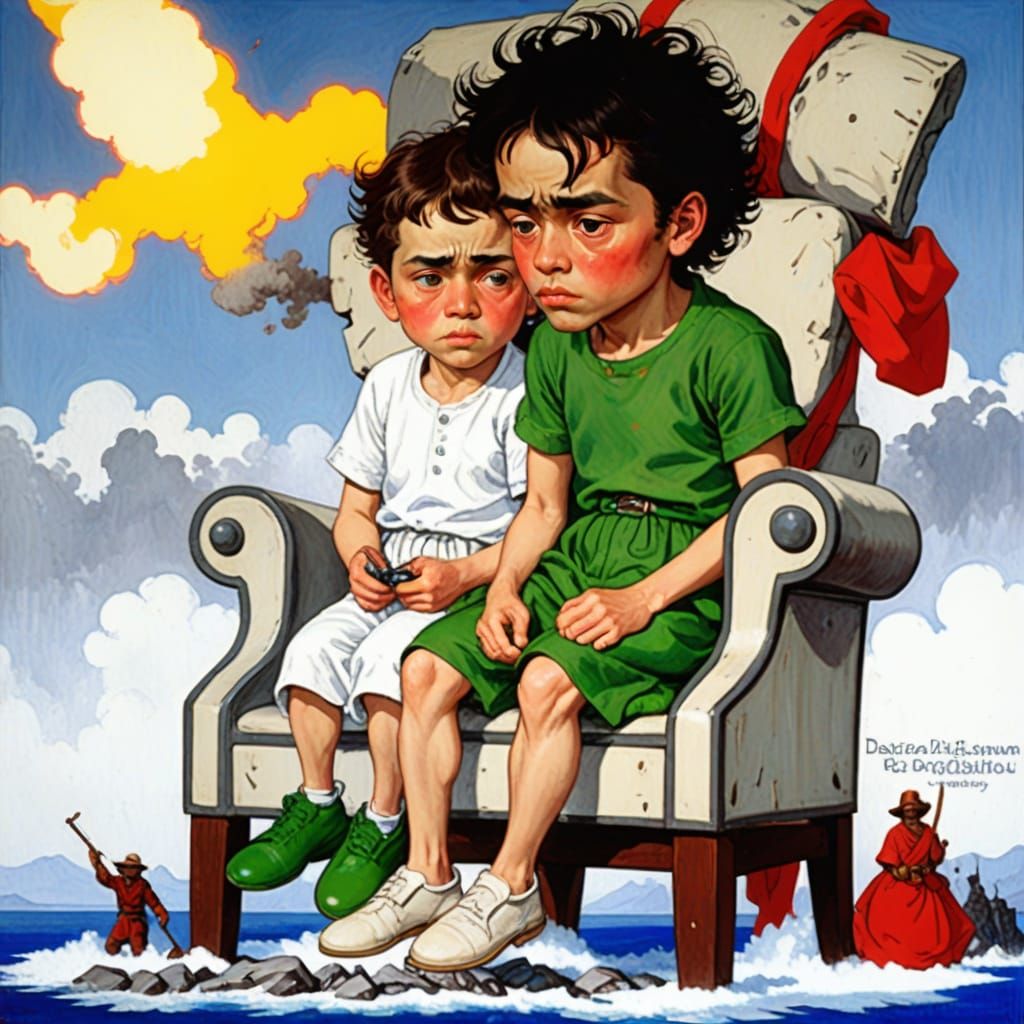 Mysterious Women in a Neon Moonlit Landscape