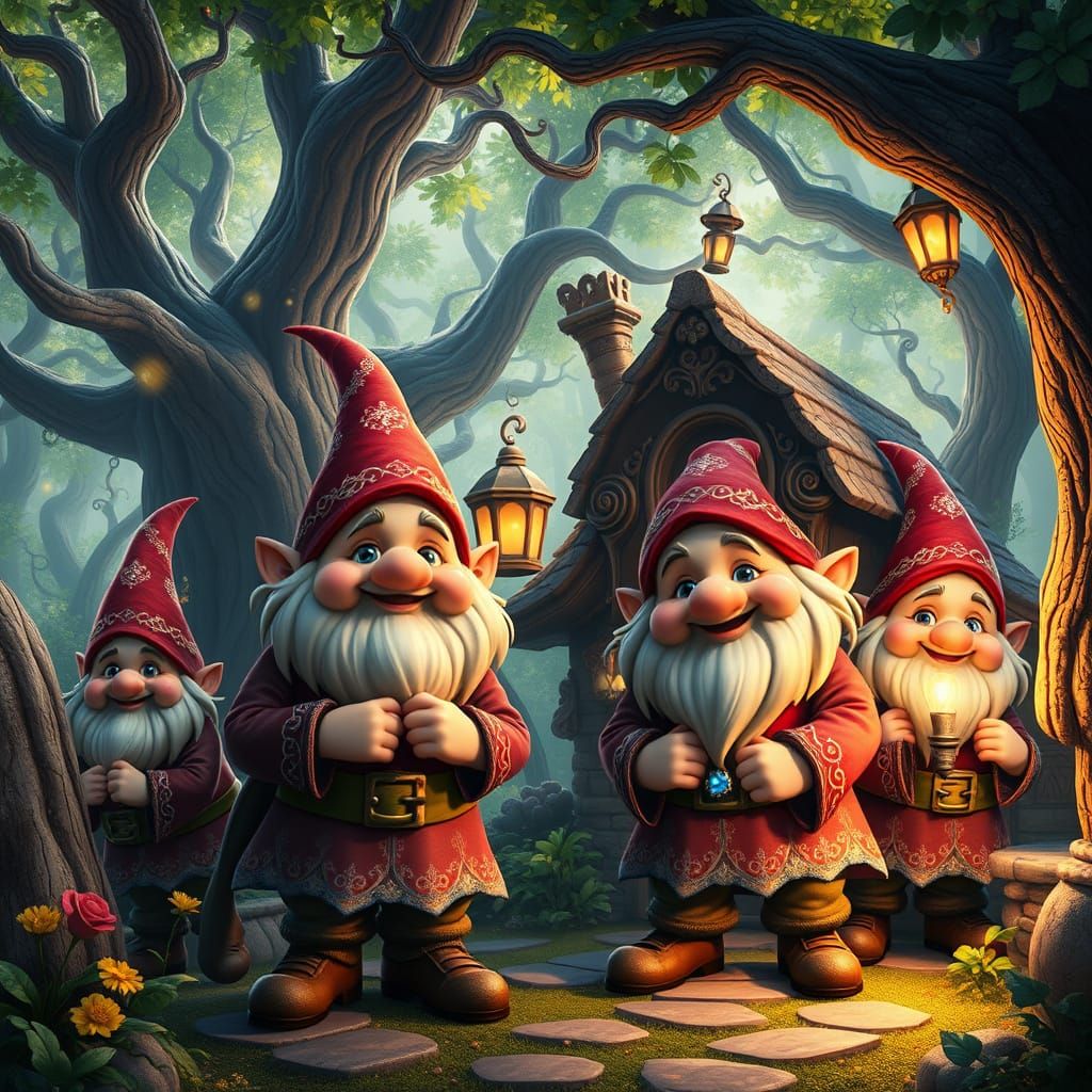 Enchanted Dwarven Village in Whimsical Style