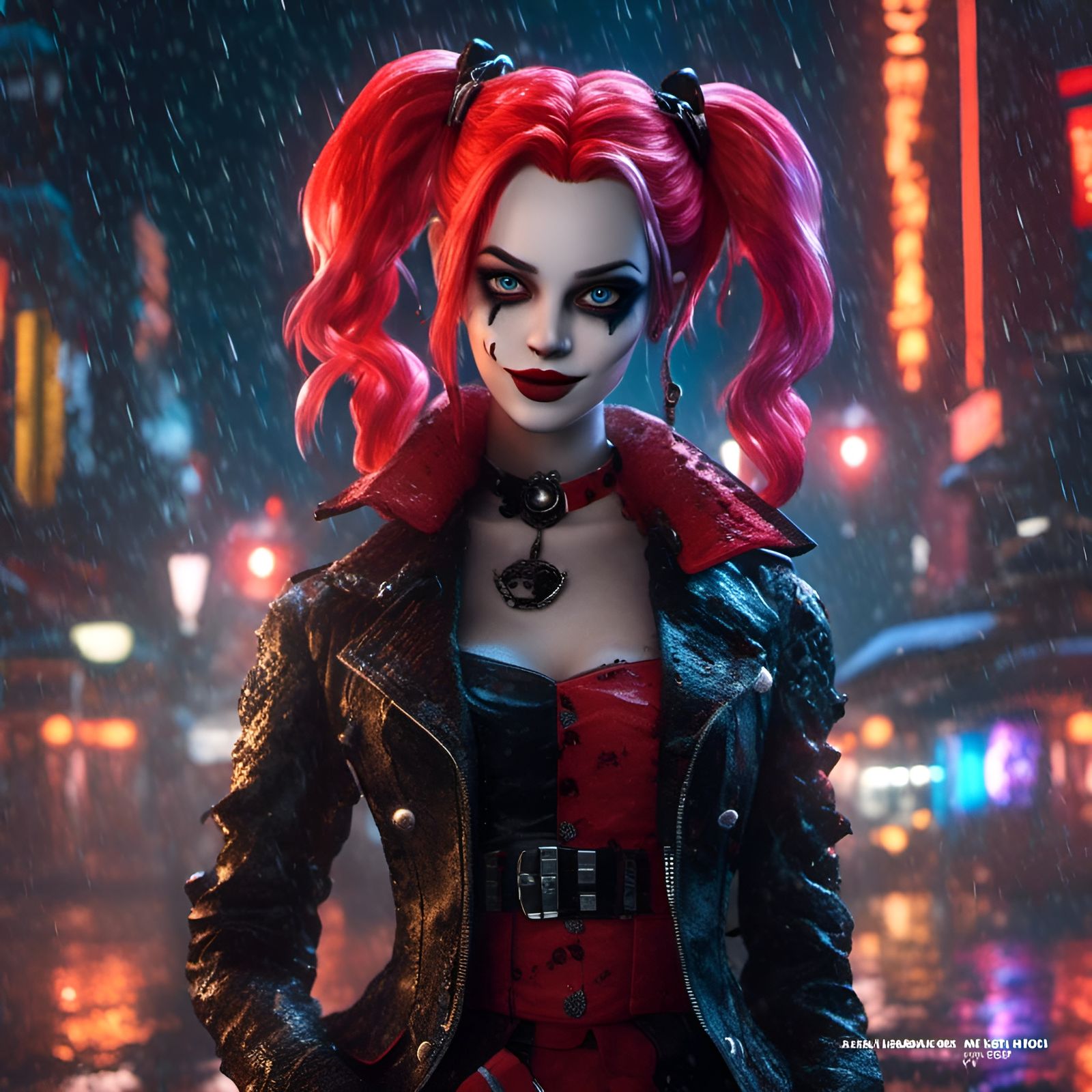 Harley Quinn: Gothic Anime Portrait in Photorealistic Style