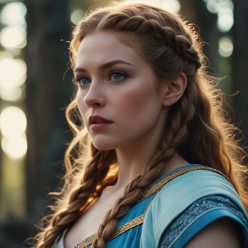 Enchanting Goddess in Golden Light