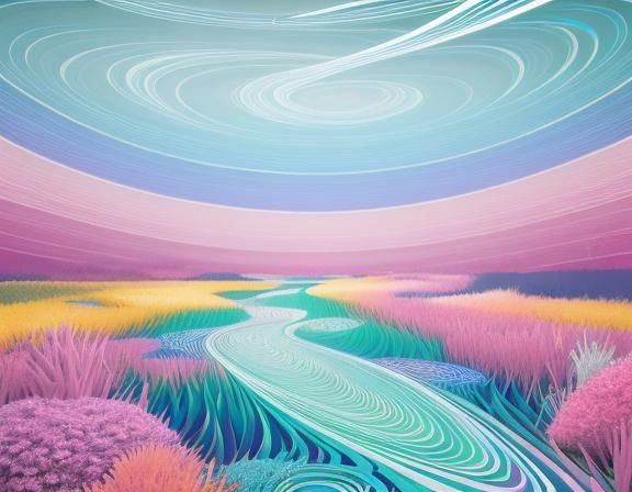 Kaleidoscopic Garden with Holographic Gradient in Digital Ar...