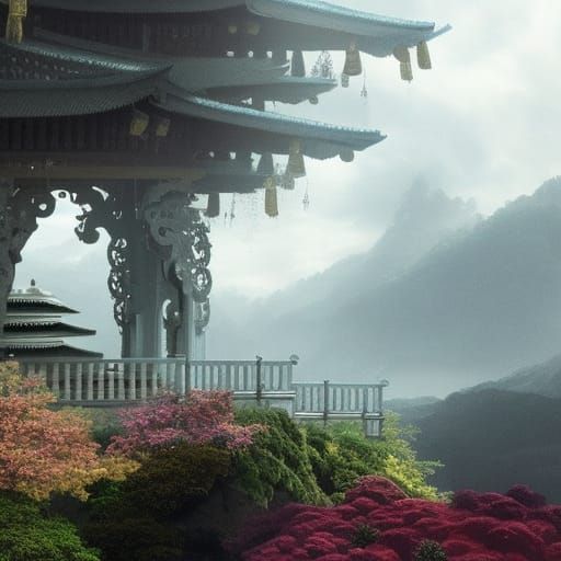 Epic Pagoda: Detailed Digital Matte Painting