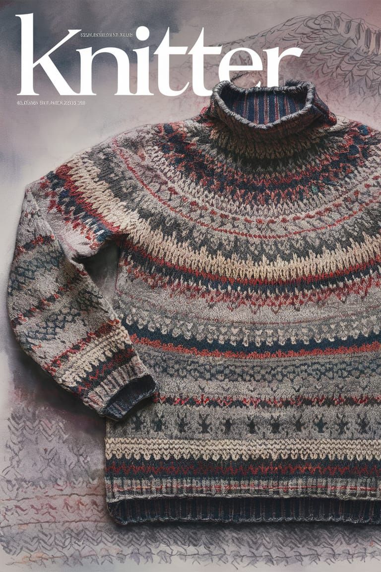 Magazine Cover: Knitted Nordic Sweater in Watercolor Style