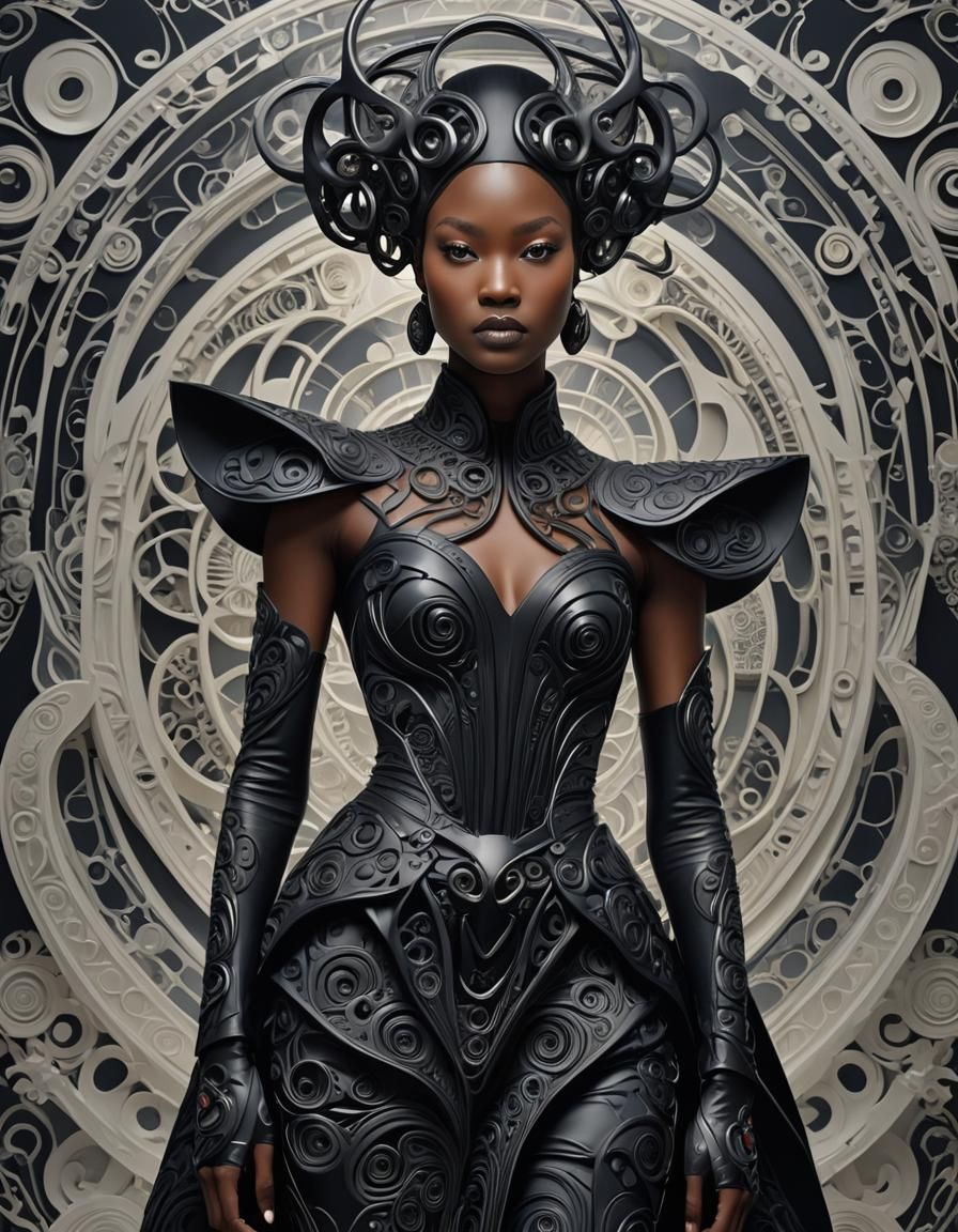 Avant-Garde Model in Surrealist Dreamscape