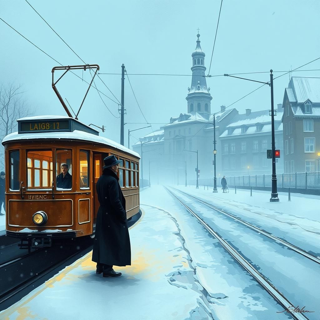 Waiting for the tram