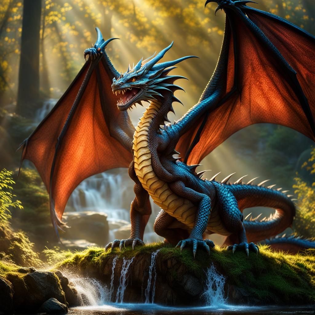 Winged Dragon in Hyperrealistic Style