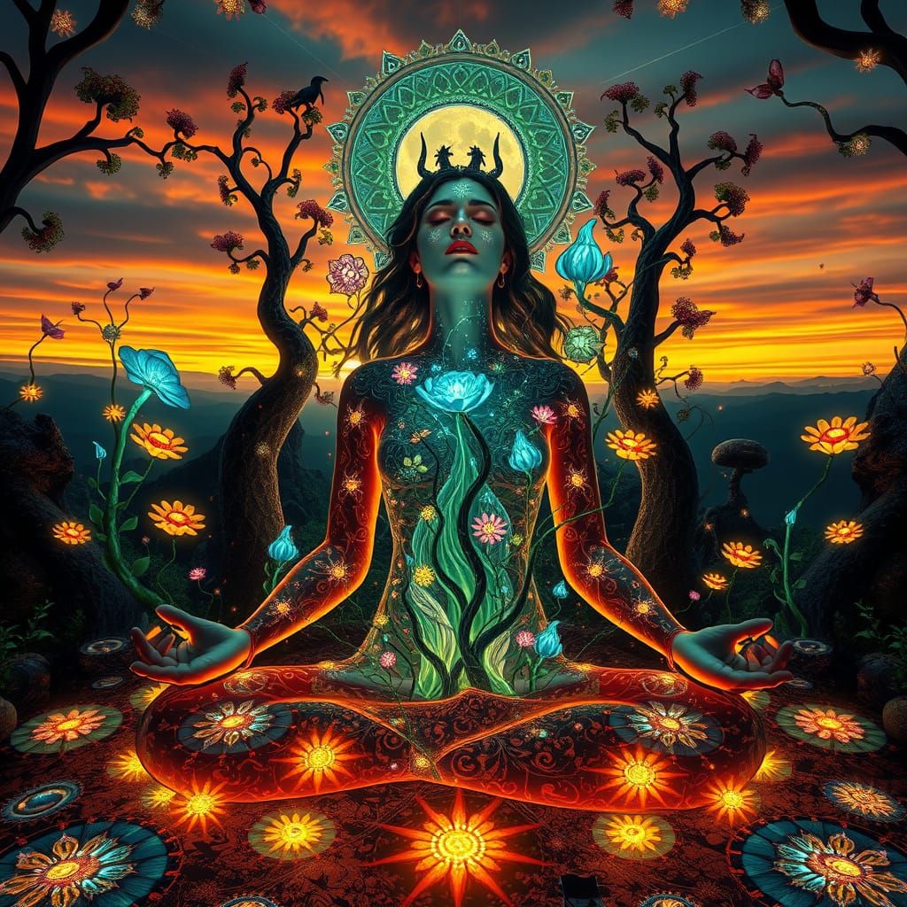 Dreamlike Fantasy Landscape in Vibrant, Whimsical Style