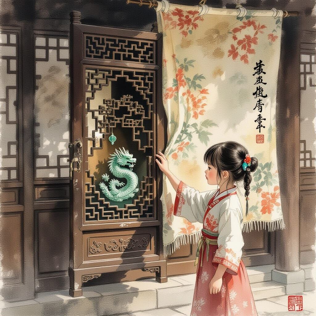 Girl Uncovers Jade Dragon in Ancient Chinese Home
