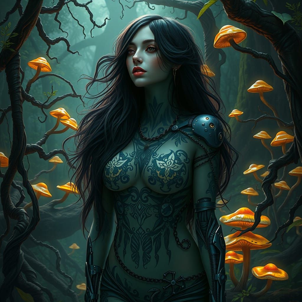 Gothic Femme in Cyberpunk Eden