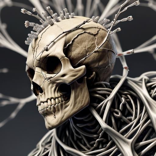 Detailed Skull with Extracellular Matrix: Digital Masterpiec...
