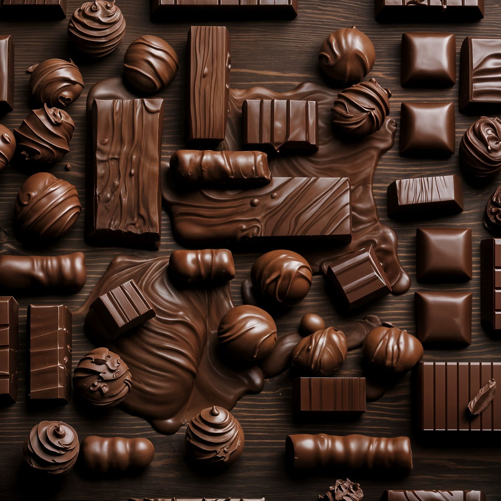 Hyperrealistic Chocolate Bar on Dark Wood