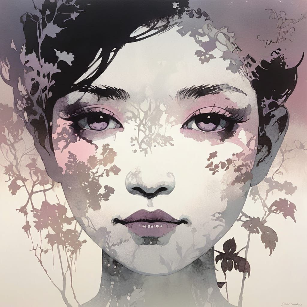 Mysterious Silhouette in Fog with Gradient Colors