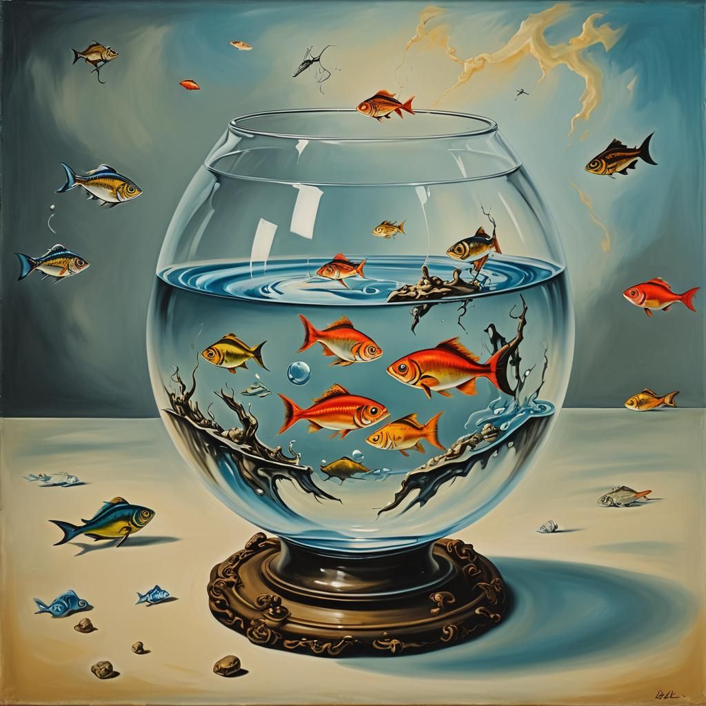 Surreal Fishbowl in Salvador Dali Style
