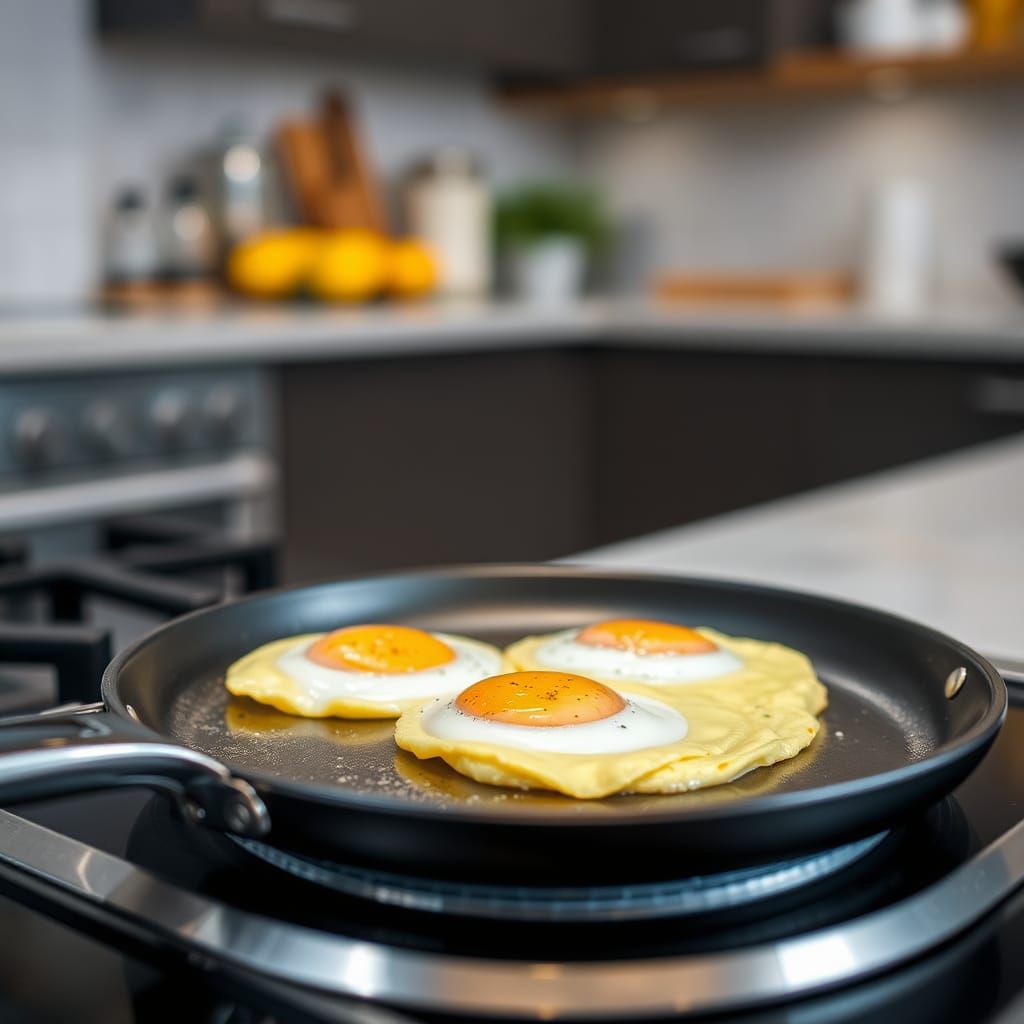 Omelette Cooking in Modern Kitchen Photograph