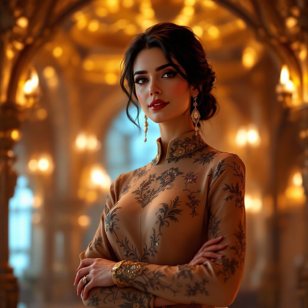 Elegant Leader in Ornate Palace, Anime Style