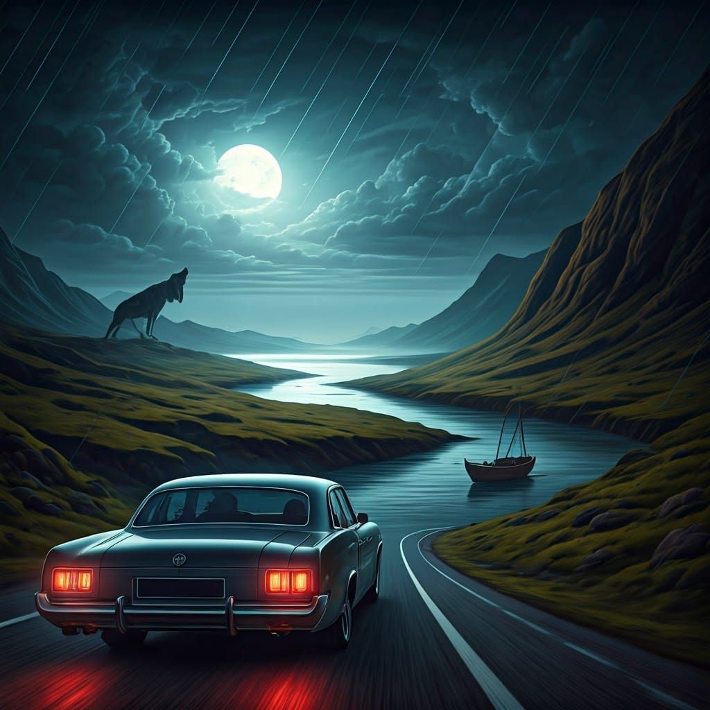 Mysterious Traveler Speeds Down Moonlit Highway, Avoiding th...
