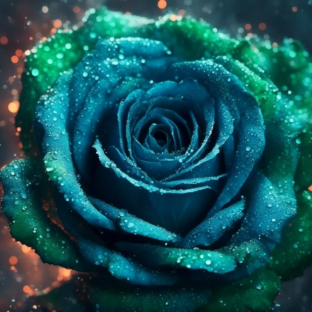 Blue and green rose