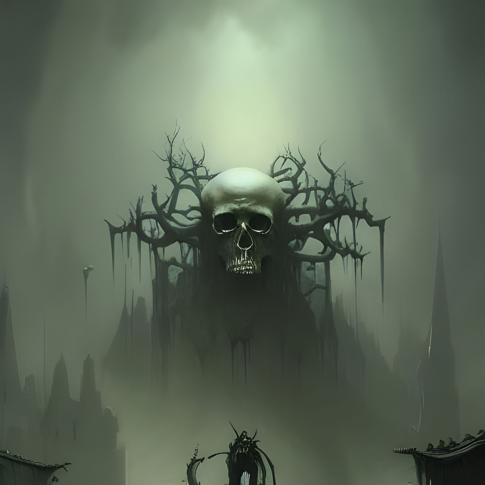 Melting Skull Horror: Detailed Matte Painting