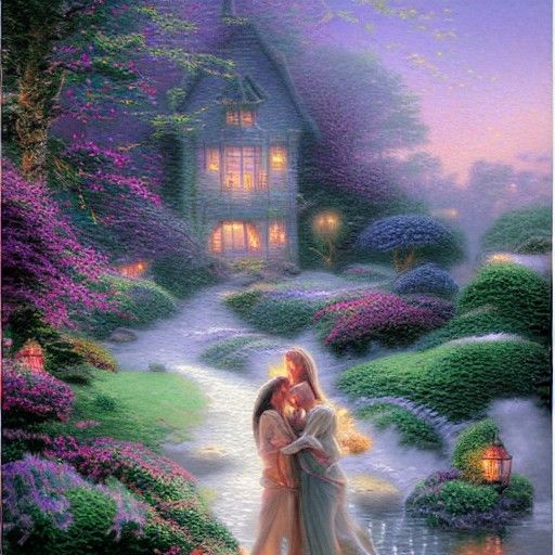 Ethereal Fantasy: Two Women in Hyperdetailed Embrace