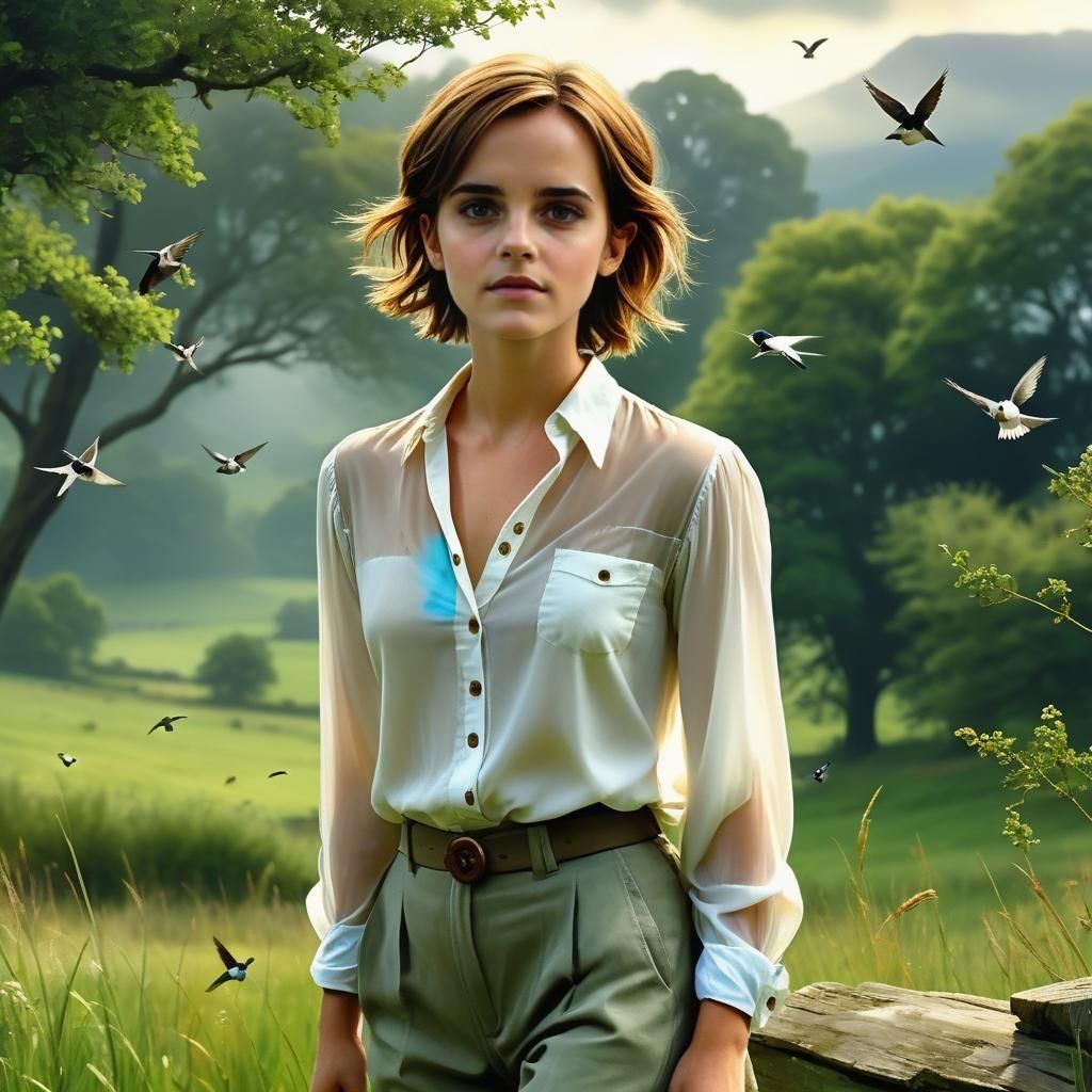 Radiant Woman in Countryside, Fantasy Concept Art