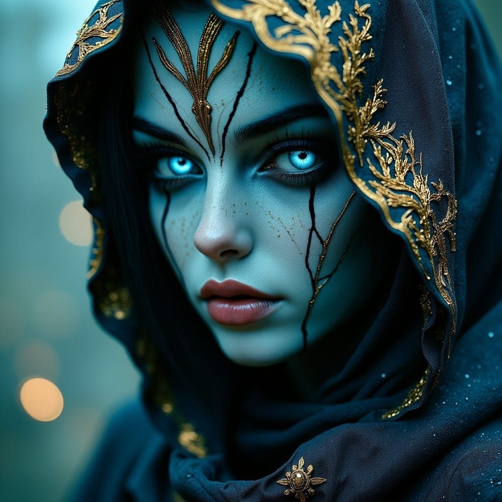 Mysterious, Ancient Beauty with Glowing Eyes