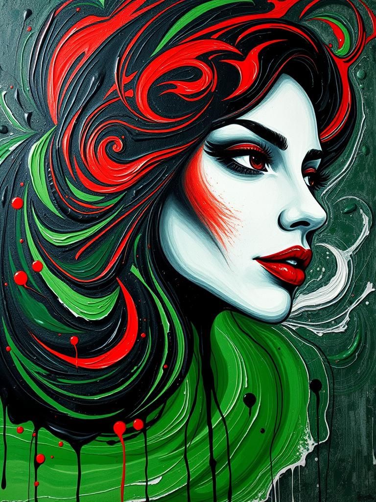 Abstract Acrylic Portrait of Palestinian Woman