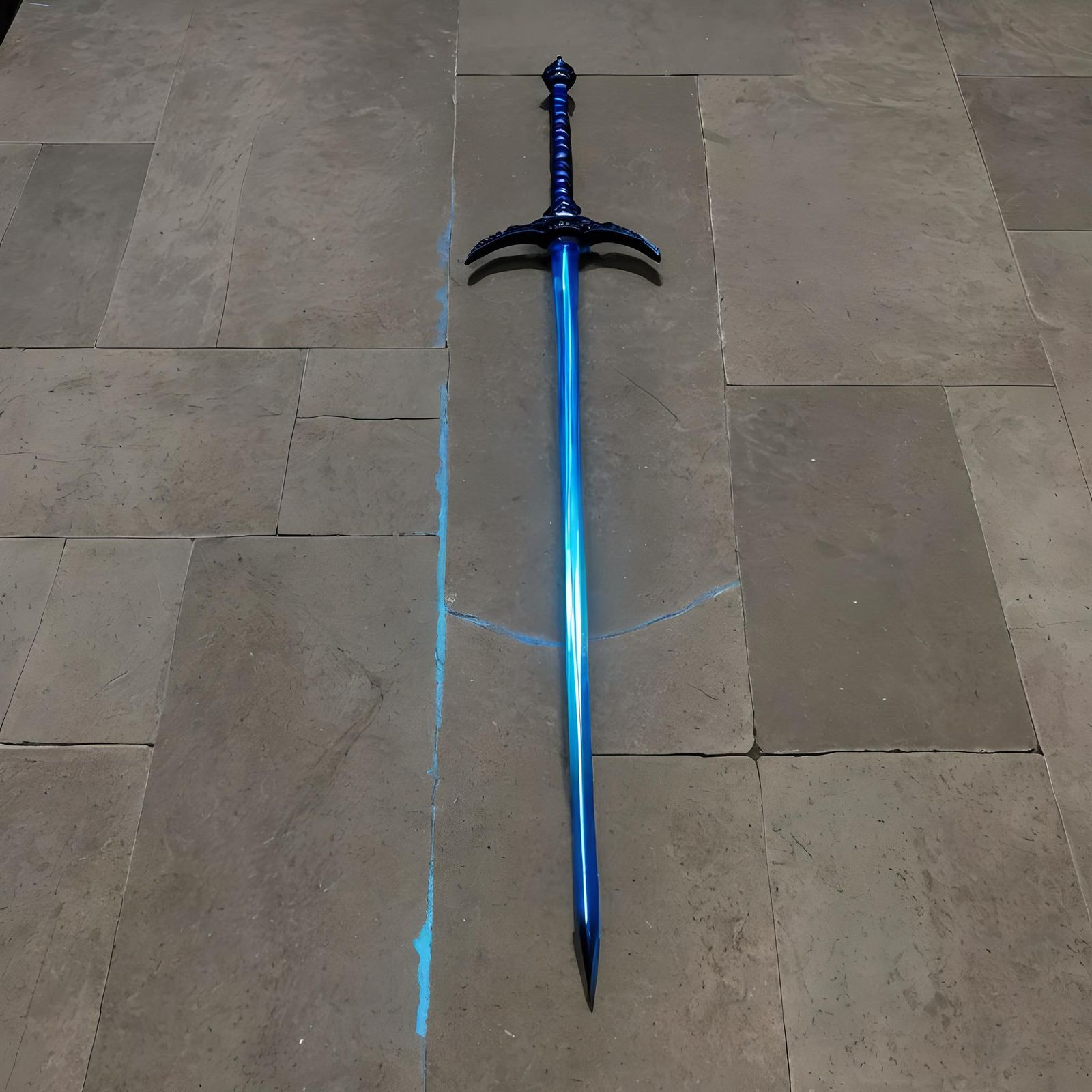 Glowing Blue Sword on the Floor