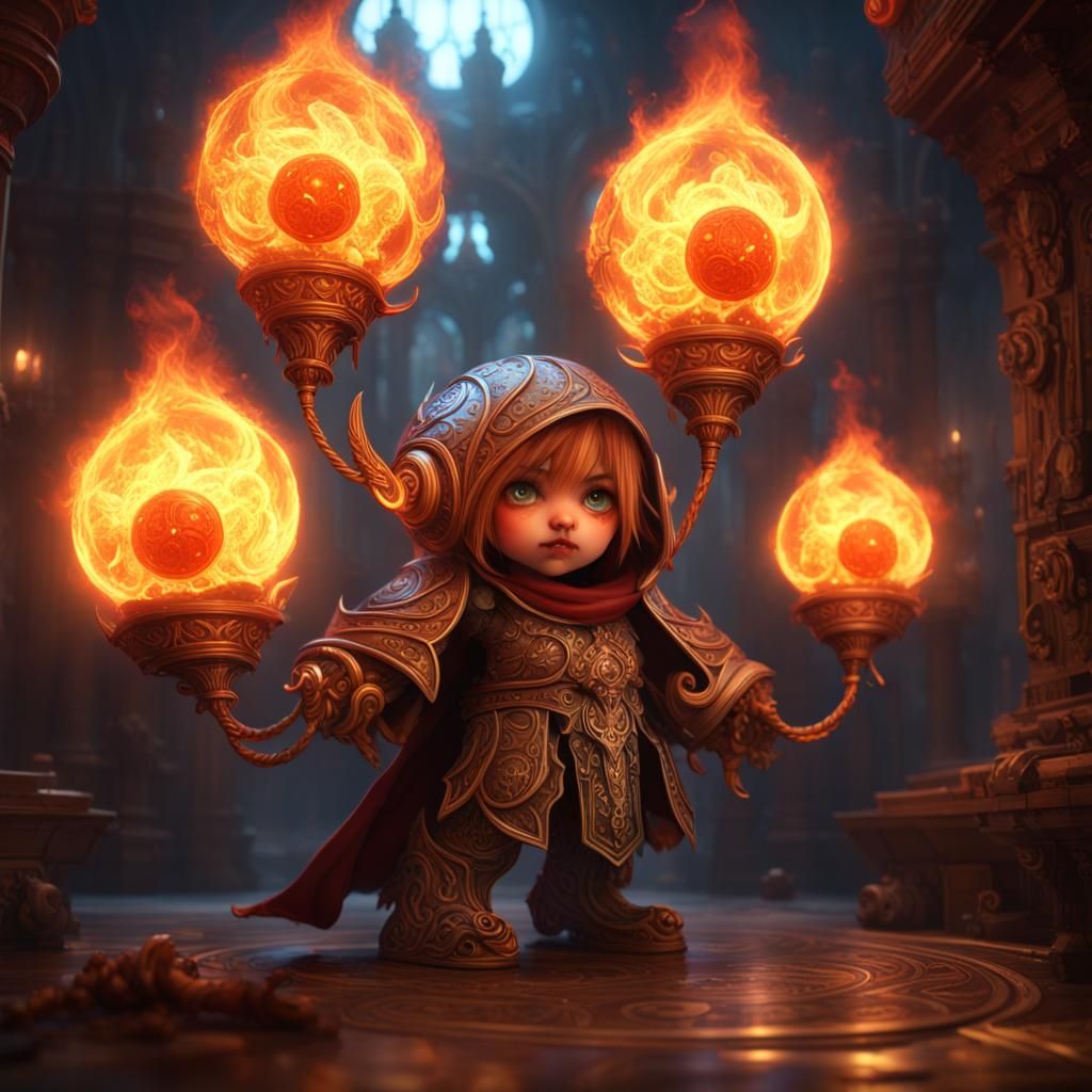 Flying Fireballs: Kechibi in Dark Fantasy Style