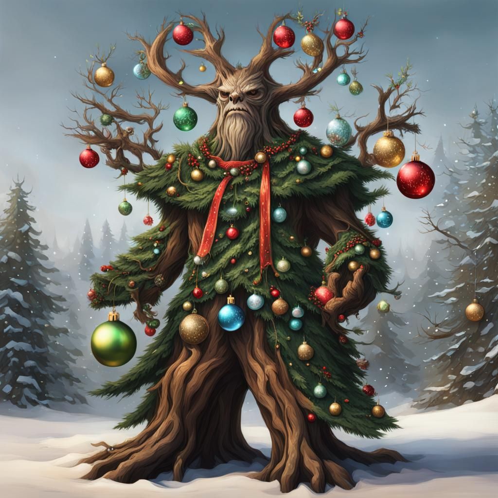 Festive Treant in Christmas Ornaments