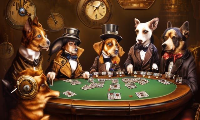 Steampunk Dogs Playing Poker: Award-Winning Photography
