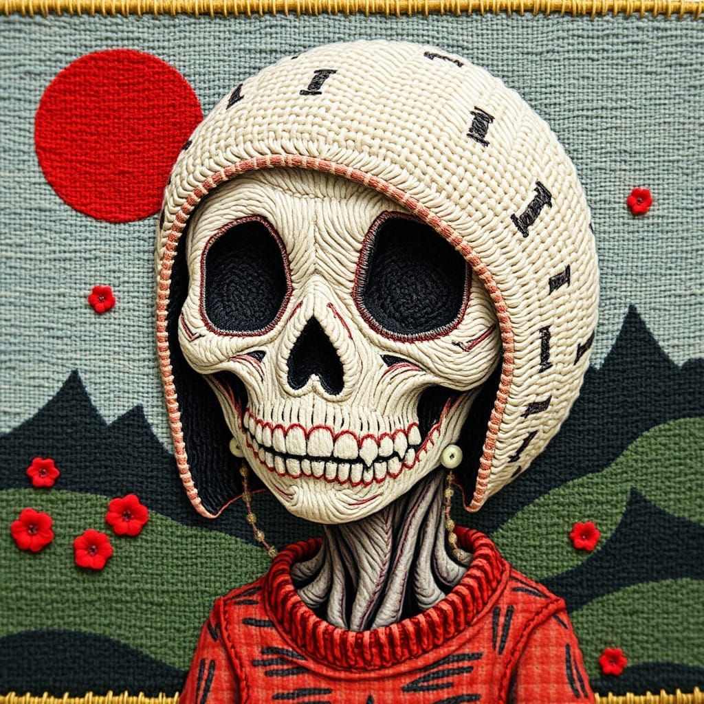 Surreal Knit Cap in Distorted Tapestry Style