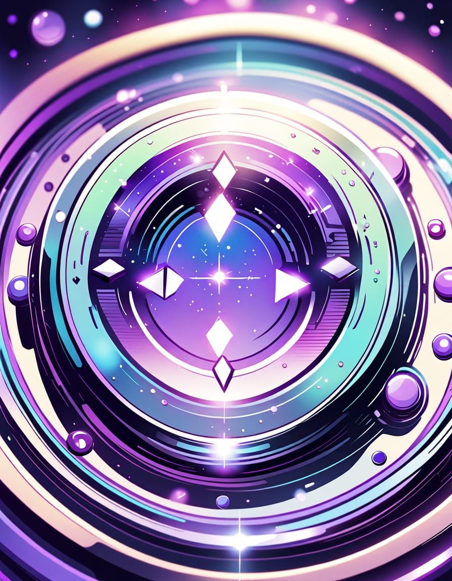 Charming Purple Button in Retro Anime Style