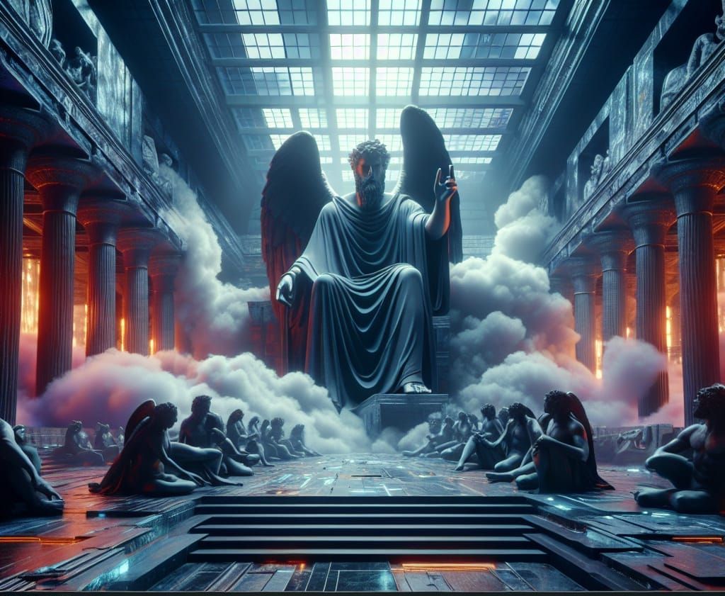 Hypnos: Greek God in Techno Cinematic Style