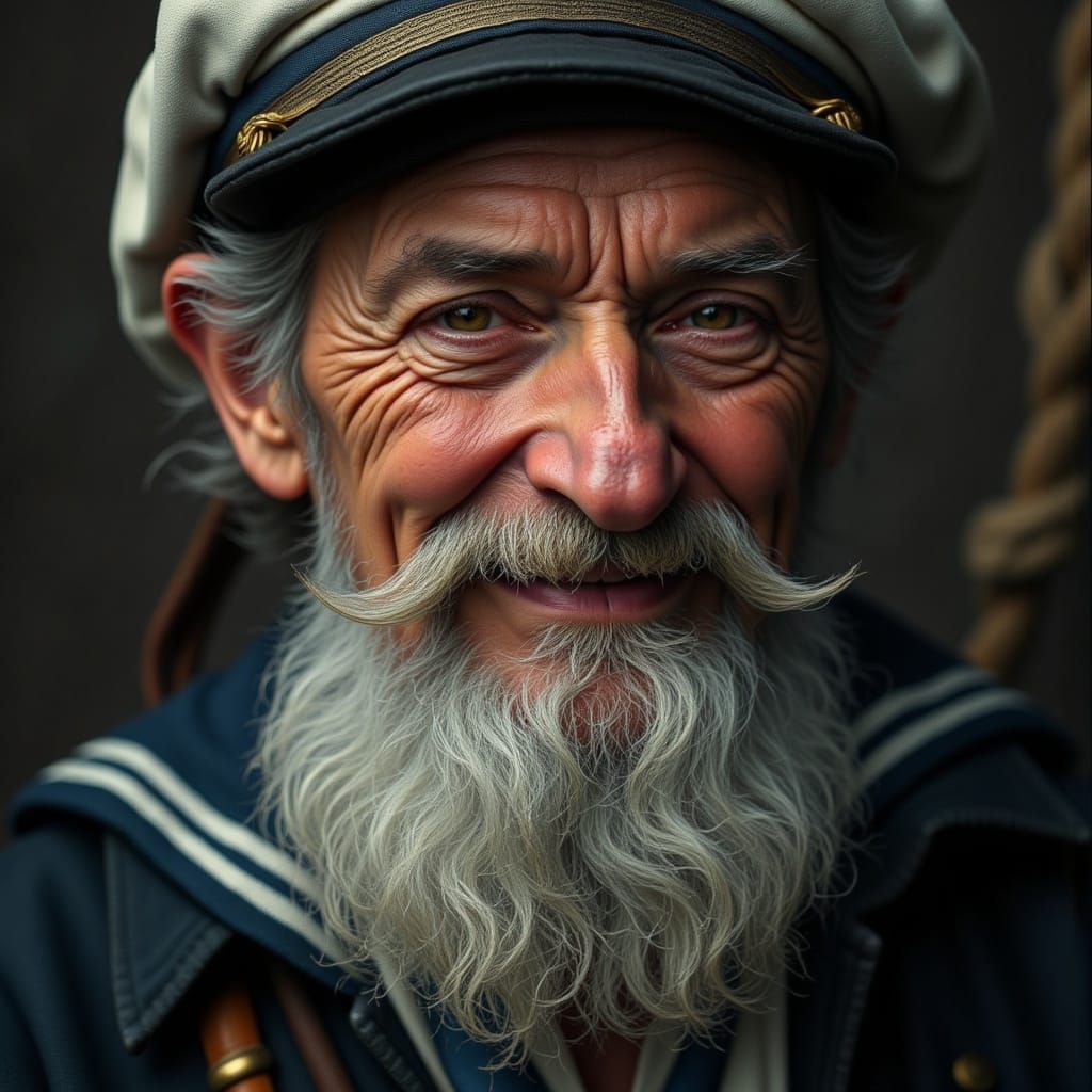 Weathered Sailor: A Close-Up Portrait